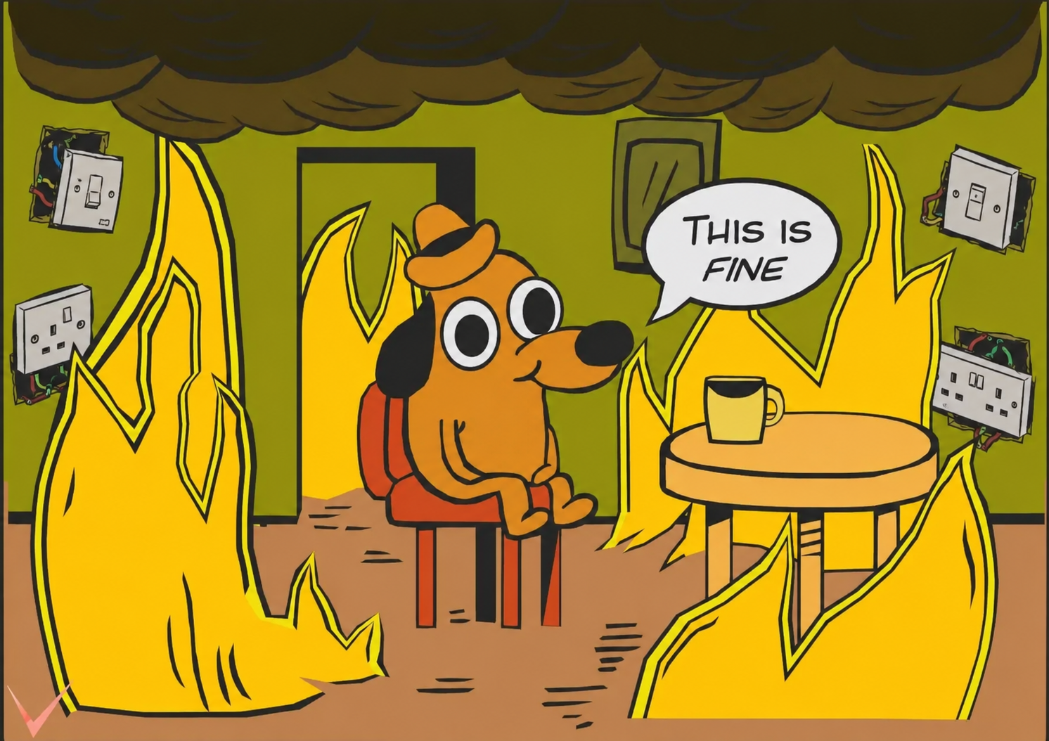 This is Fine meme featuring badly fitting light switches
