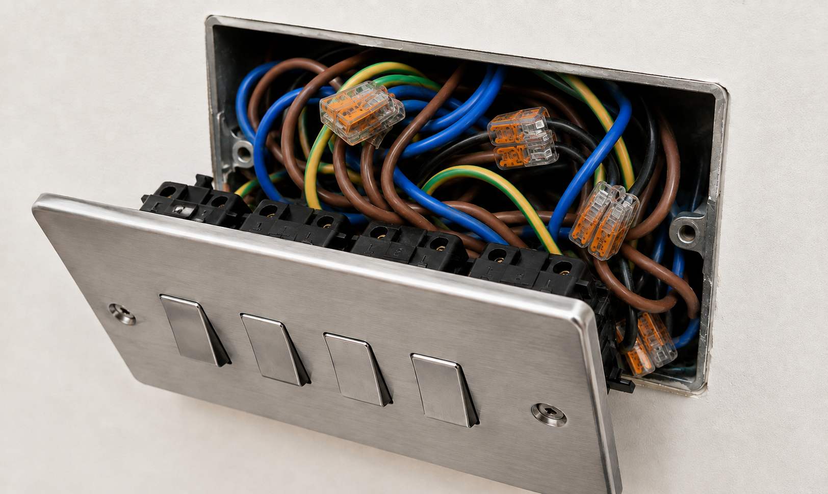 Wires behind faceplate
